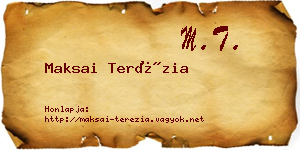 Maksai Terézia névjegykártya